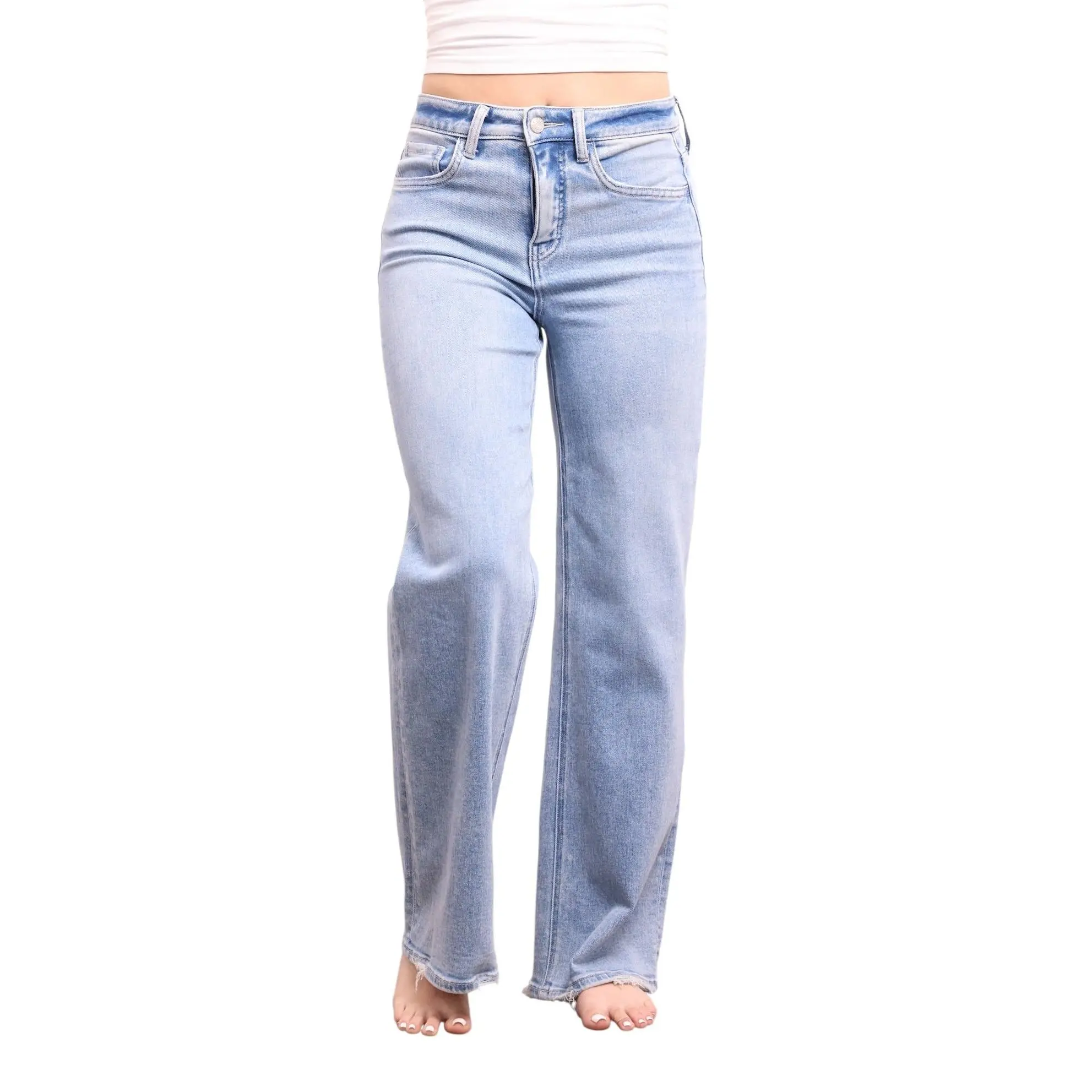 The Felicity from Lovervet: *Three Lengths* High-Rise Tummy Control Wide Leg Denim Jeans Fit