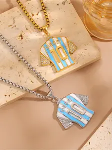 1 classic casual and fashionable gold size 10 Messi jersey pendant necklace, made of 304 stainless steel material, suitable for daily wear, sports, party wear, and birthday gift giving Fashion Jewelry Party