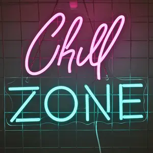 USB Powered Chill Zone Neon Sign, Creative Neon Sign, Wall Mounted Neon Light, Decorative Lamp for Bars, Restaurants, Cold Drink Shops, Ice Cream Shops, Led Neon Lights