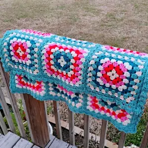Old Fashioned Baby Granny Square Blanket - Vibrant Colors & Cozy Texture for Home Decor