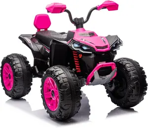 【Christmas Gift】Pink 24V Kids Ride On ATV Car Two Seater With Powerful Motor Hydraulic Suspension Led Lights Mp3 Music And Safety Certification Pink Trike