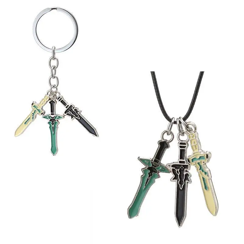 Sword Art Online Necklace SAO Kirigaya Kazuto Kirito Yuuki Asuna Elucidator Dark Repulser Lambent Light Rapier Pendant Jewelry