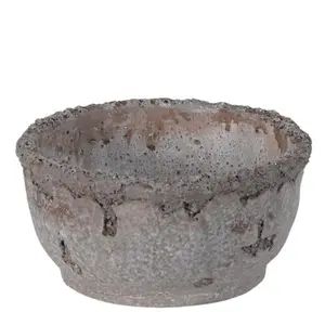 Round Distressed Cement Planter - 5x2.5 in