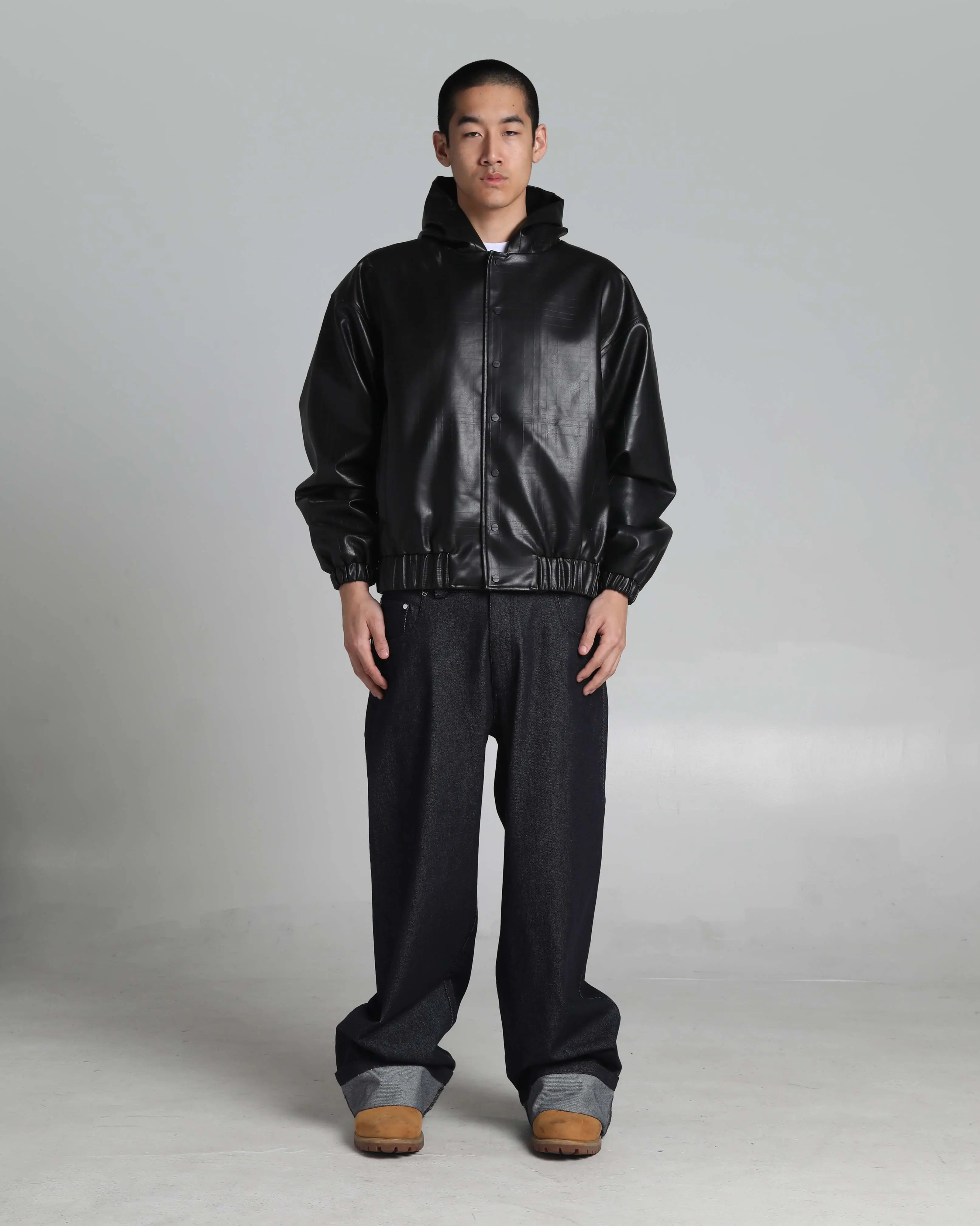 PU Leather Plaid Jacket Lightweight Coats