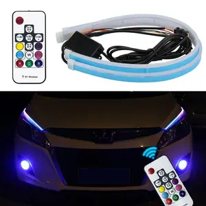 Multicolor Neon Car Turn Signal Light Strip, Car Decorative Light, Car Neon Lights, Remote Control, Adjustable, 30cm/60cm, Soft Cuttable, Universal for Cars, Trucks, Suvs, Auto Decorative Light, Car Light Embellishments
