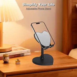 Adjustable Phone Stand with Heart Shape Holder, Adjustable Cellphone Holder, Retractable Desktop Phone Stand, Flexible Portable, Perfect for Office and Home Use, Great Gift Choice