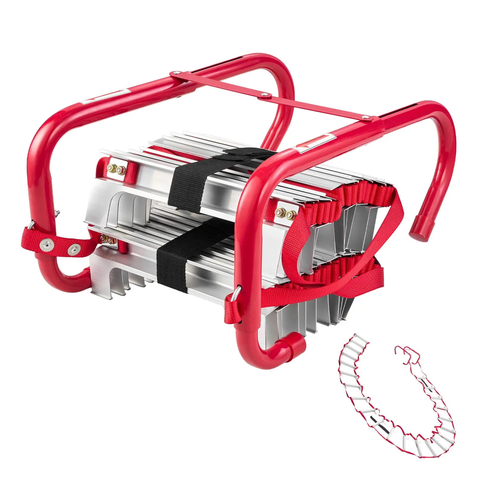 【Summerfinds】VEVOR Fire Escape Ladder, 3-Story 25FT Retractable Emergency Fire Ladder, Lightweight Aluminum Alloy Safety Escape Ladders with Sturdy Polyester Strap, Anti-Slip Rung & Wide Steps, 1000LBS Max Loading