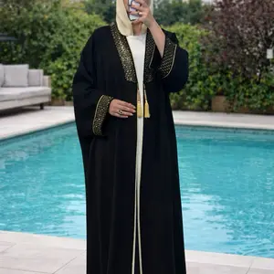Bisht abaya available in 4 colors -navy-black -beige -white
