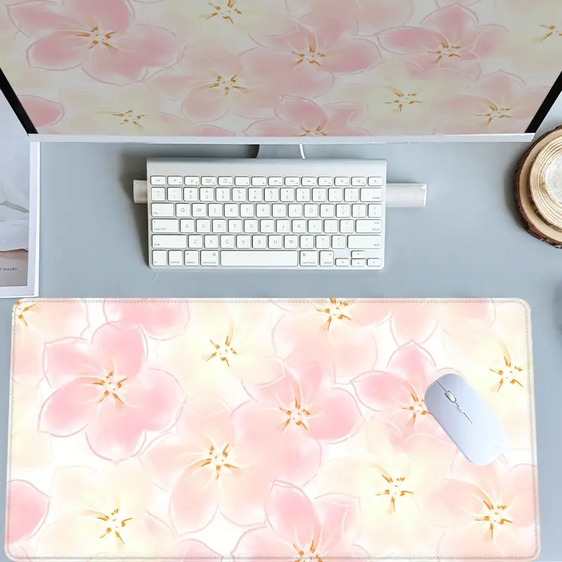 Vintage Floral Desk Pad Gaming Mousepad, Xxl Extra Large Mouse Pad with Non-Slip Rubber Base, Stitched Edges for PC Gamers Office Home Use, Desk Accessory