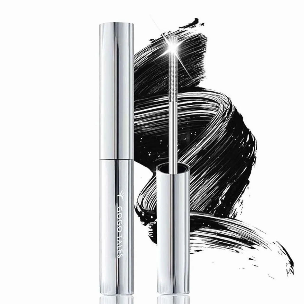 Black Washable Metal Mascara Wand, Waterproof Iron Wand Mascara, Natural Length Slim Volume Building Mascara, Long Lasting Smudge-Proof No Flaking Tint