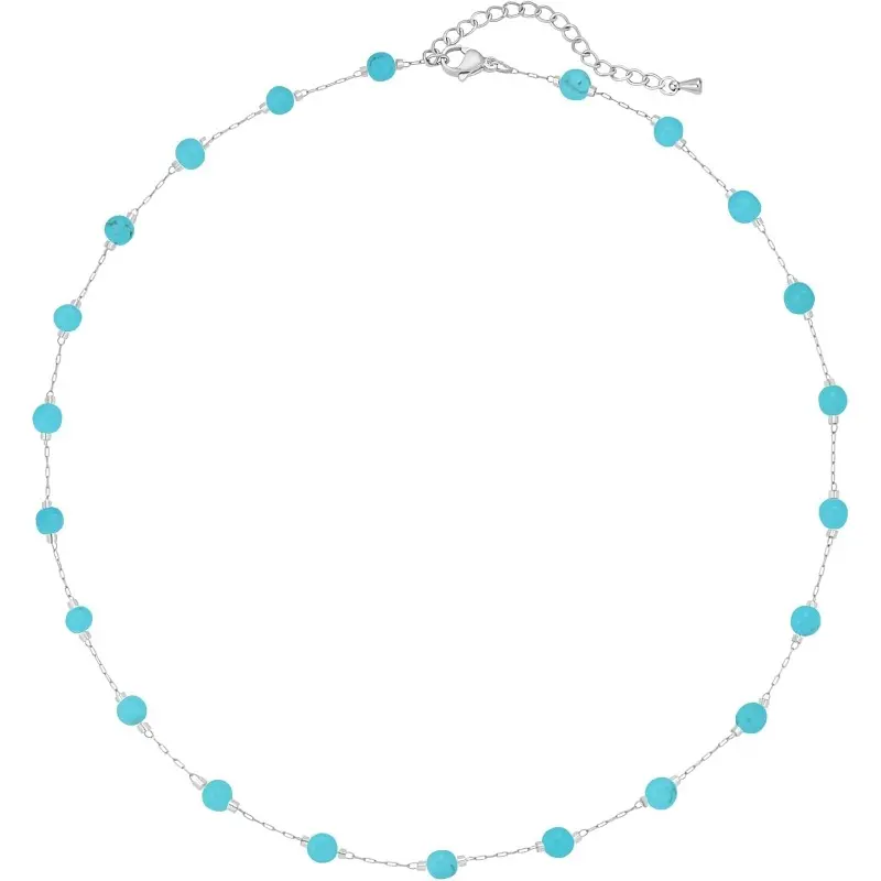 Women's Gold-Plated Western Turquoise Beaded Choker - Handmade Boho Hypoallergenic Layering Accessory, Turquoise Jewelry, Colorful Beaded Necklaces, Bohemian Gifts for Everyday Wear, Mother's Day Beach Presents, Bohemian Necklaces, Western Accessories, Ca