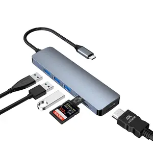 6 in 1 USB C Hub oditton USB C Multiport Dongle with 4K HDMI 3 USB 3.0 Ports SD TF Card Slot Compatible with New MacBook Pro Mac Air and More USB-C Devices