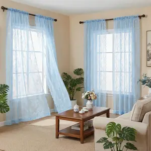 Window Wear, 4 Piece 52x84 Inch Rod Pocket Curtains, Warp Knitted Mesh Sheer with Lace Trim, Elegant Window Drapes for Home Decoration L46 822, Lace Curtains