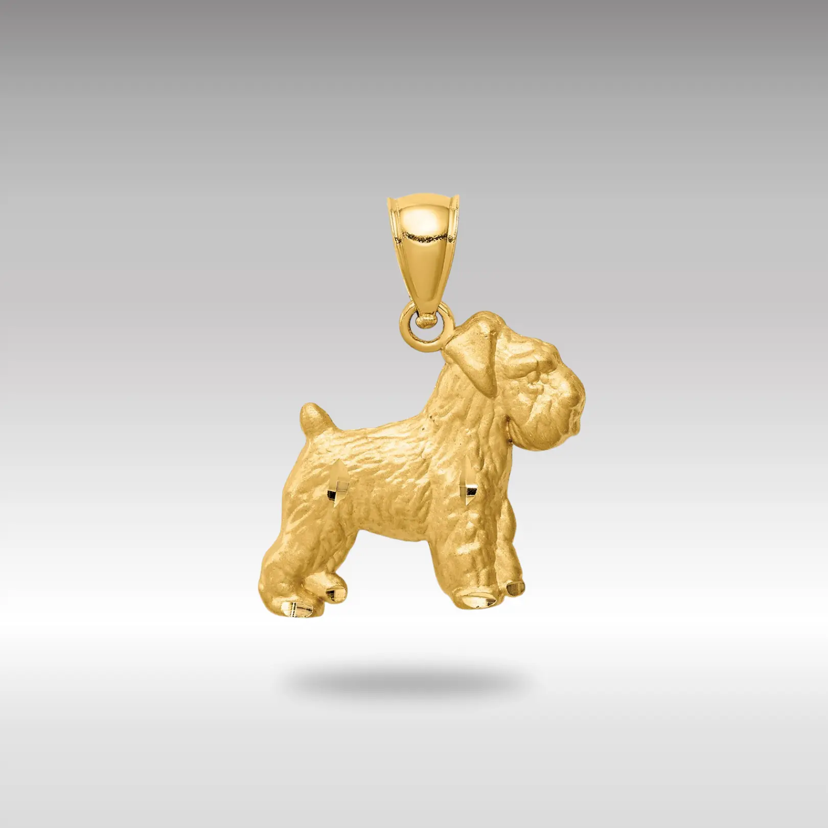 14K Gold Diamond-cut Mini Schnauzer Pendant