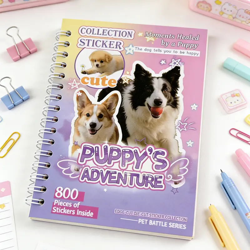 Cute Pet Sticker Book Cat & Dog Designs 2 Styles 30 Sheets 800 Stickers for Scrapbooking Journaling DIY Crafts Stationery Adorable Aesthetic Stickers，Gift for Girls&Teens, Fun Stickers, Cute Animal Stickers