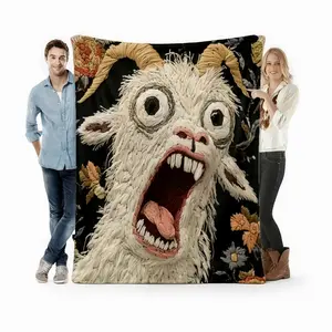Funny Screaming Goat Theme Fluffy Flannel Blanket, Soft and Cozy Bedding Decorative Throw, Whimsical Style Sofa Nap Blanket, All-Season Living Room Bedroom Blanket, Multi-Functional Decorative Throw, Gift for Whimsical Style Lovers