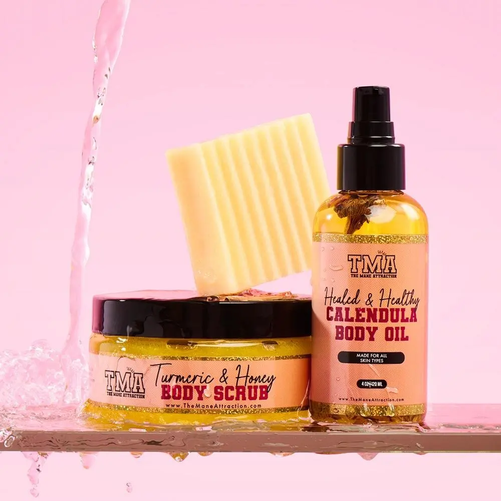 Ultimate Skin Repair Kit Honey Healing Body Bar, Honey Body Scrub , Healed & Healthy Calendula Body Oil
