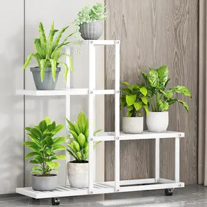 Plant Stand, Vertical Tiered Flower Shelf for Plants, Tall Plant Stand Outdoor With Wheels, Multi-Layer Planter Pot Holder Display Rack for Patio Balcony Garden