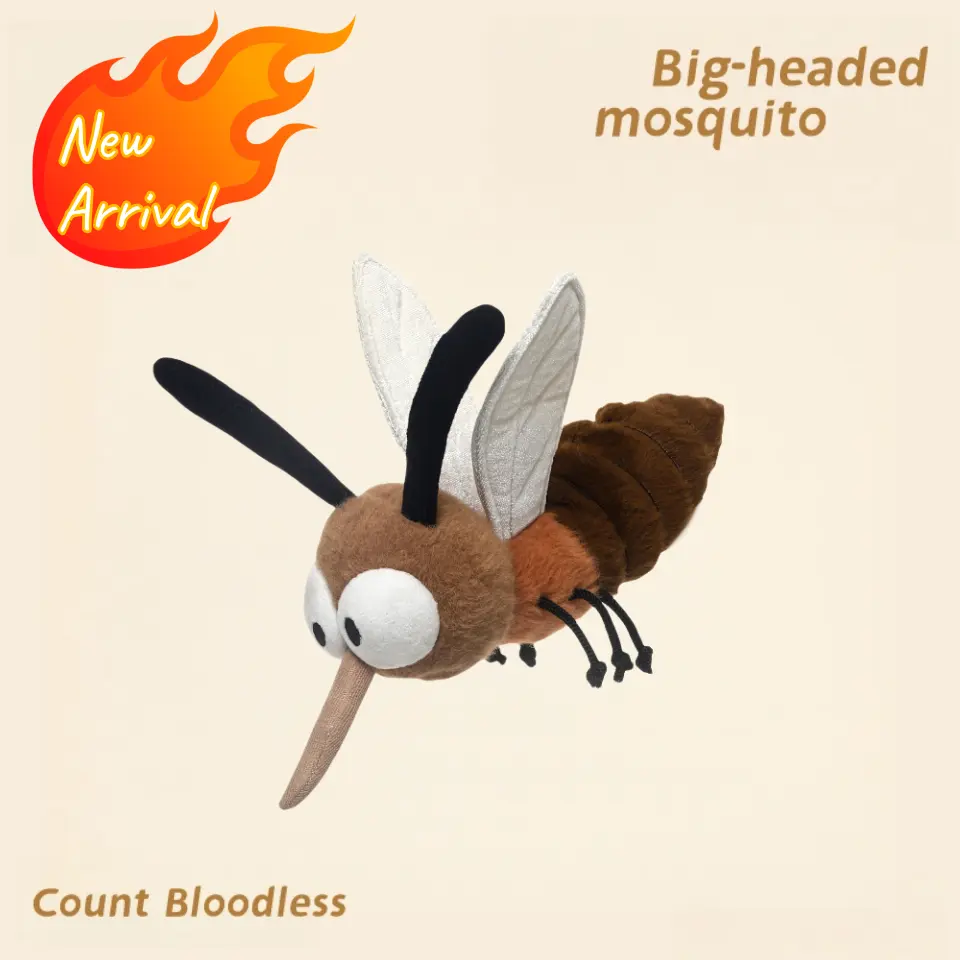 Count Bloodless Big Headed Mosquito Plush Toy Soft Cuddly Stuffed Animal 9.8 Inches Quirky Humorous Desk Buddy Stress Relief Kawaii Plushie for Kids Collectors