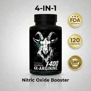 Auravigor 4-Arginine Blend Nitric Oxide Support - 1400mg Daily Dose - Enhanced Nutrient Absorption Formula - 120 Capsules - Premium Dietary Supplement For Performance And Vascularity peak muscle recovery