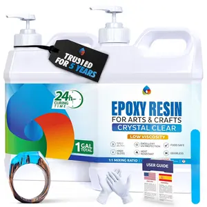 1 Gallon  Clear Epoxy  Kit with Pumps -  Safe & UV Resistant for DIY Art, ,  Making, Coasters, Mold Casting  Epoxy - Low Viscosity for Beginners & Pros
