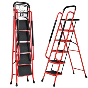 Sekam 5-Step Ladder with Built-In Tool Tray – Non-Slip Wide Steps, Heavy-Duty Sturdy Frame, Lightweight Design (Only 26 lbs!) & 800 lbs Weight Capacity | Keep Tools & Supplies Handy – Ideal for Home Chores, DIY Projects & High Cleaning