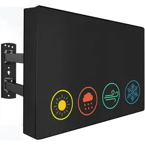 Outdoor TV Covers for 55 to 58 inches Outside TV, 600D Thick Fabric TV Screen Protector Cover with Remote Control Pocket - Size 55''W x 35''H x 5.5''D