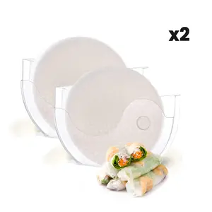BANU Rice Paper Water Bowl 2packs  with Side Pocker Holder for Rice Paper Wrappers for Spring Rolls, Summer Rolls. Spring Roll Maker, Banh trang holder Disposable Hand