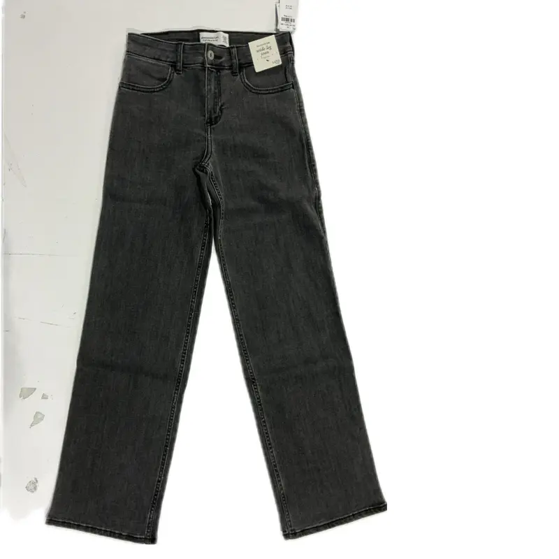 abercrombie & fitch Kids' Classic High Rise Jeans in Washed Black Soft Denim, Relaxed Wide-Leg Fit for School & Outings, Classic Solid Pants, Us, Abercrombie And Fitch