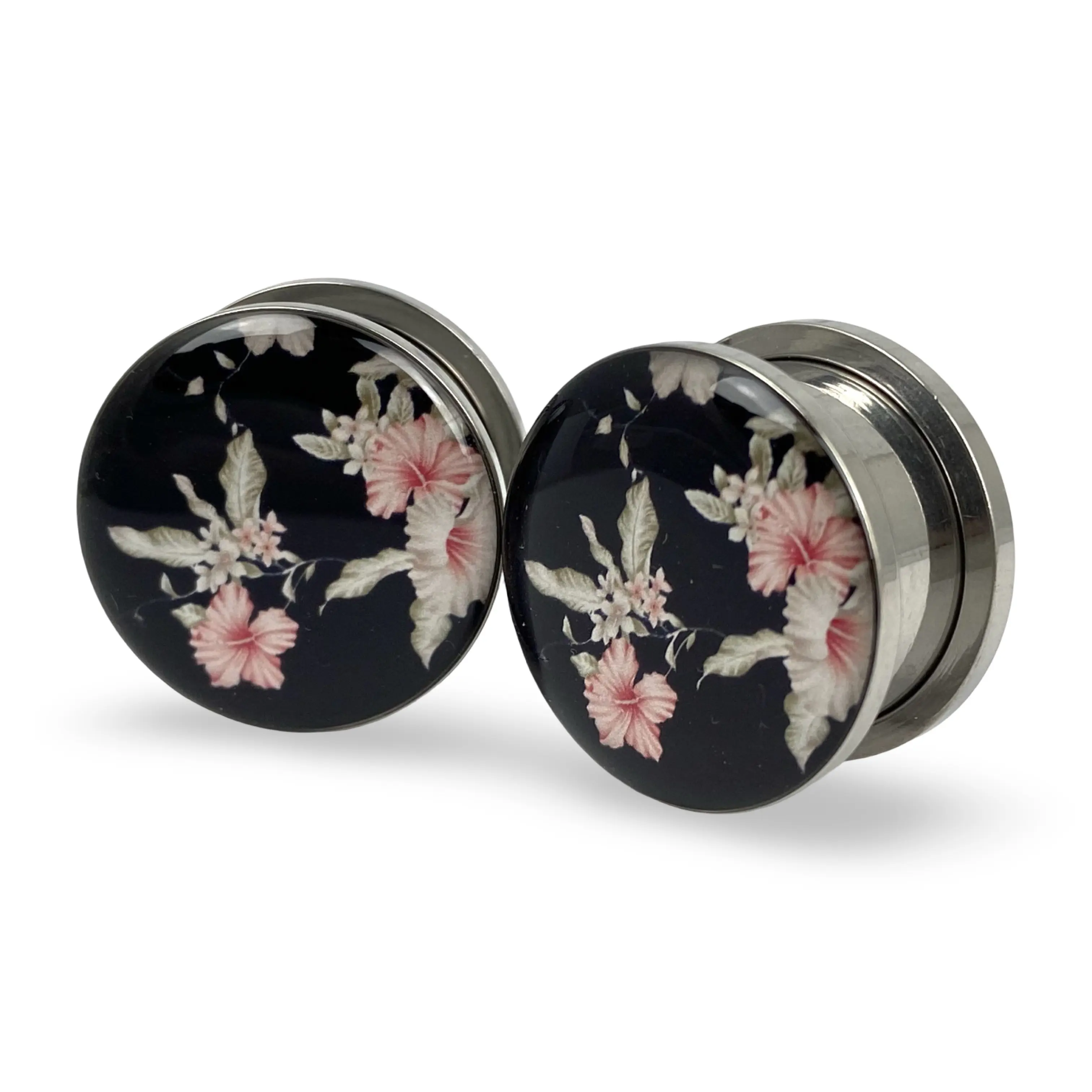 Vintage Floral Style 5 Picture Plugs gauges pair