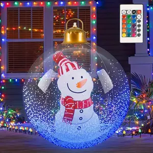 24 Inch Glowing Christmas Ball, Outdoor Inflatable Decoration with LED Lights, PVC Decorative Ball for Garden Yard Porch Holiday Decor, Led Party Light
