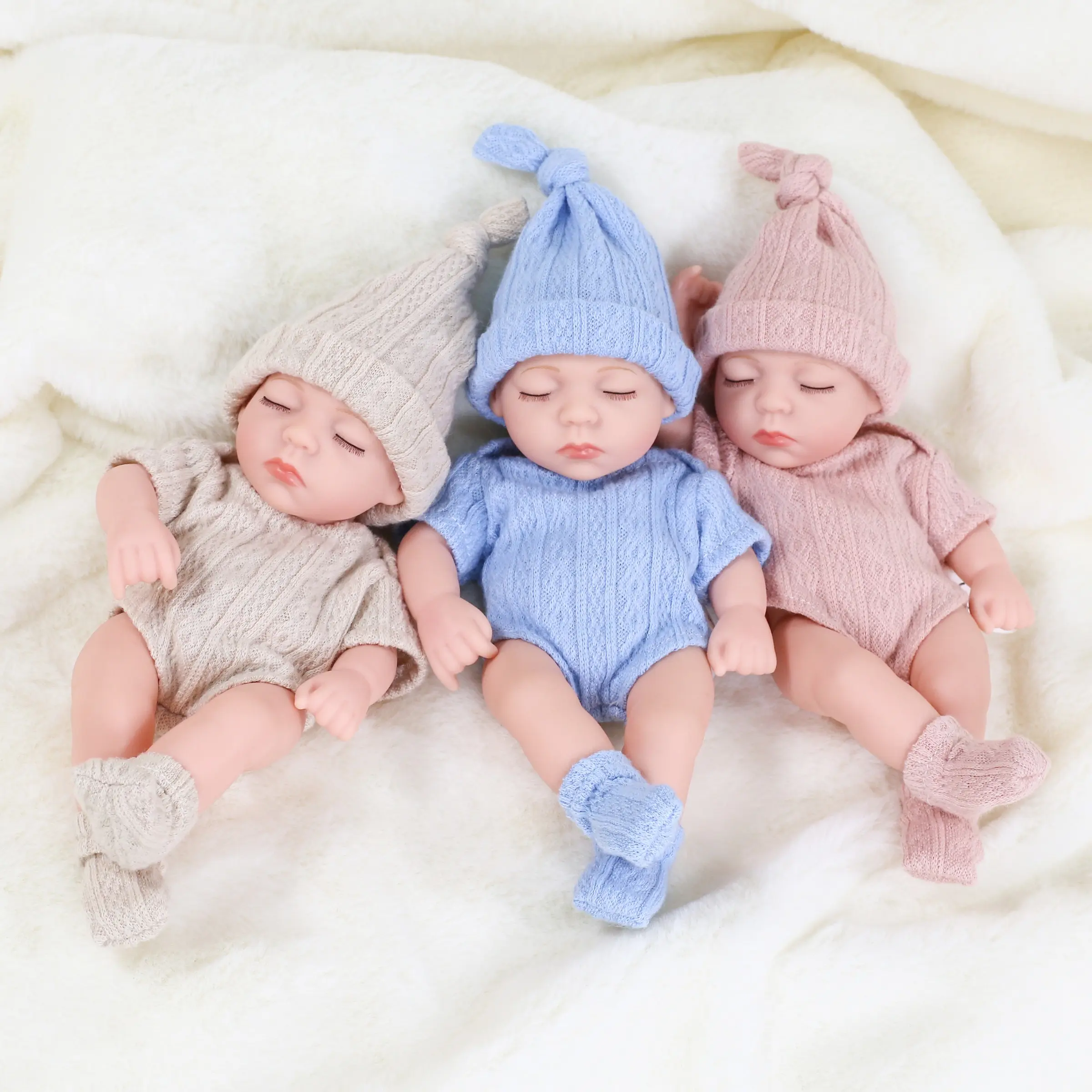 Mini Sleeping Baby Doll 19cm Soft Vinyl Body Toy for Kids, Cute Bedtime Silicone Doll with Clothes, Lifelike Newborn Doll, Unisex Reborn Baby Doll, Vinyl Dolls, Realistic Rebirth Doll