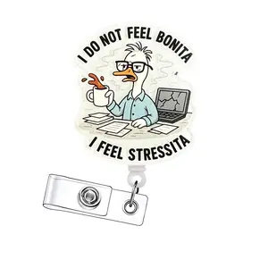 Funny Retractable Badge Reel, Acrylic ID Holder with Clip for Nurses, Doctors, Students & Office Staff, 15pcs Set, Retractable Badge Scroll