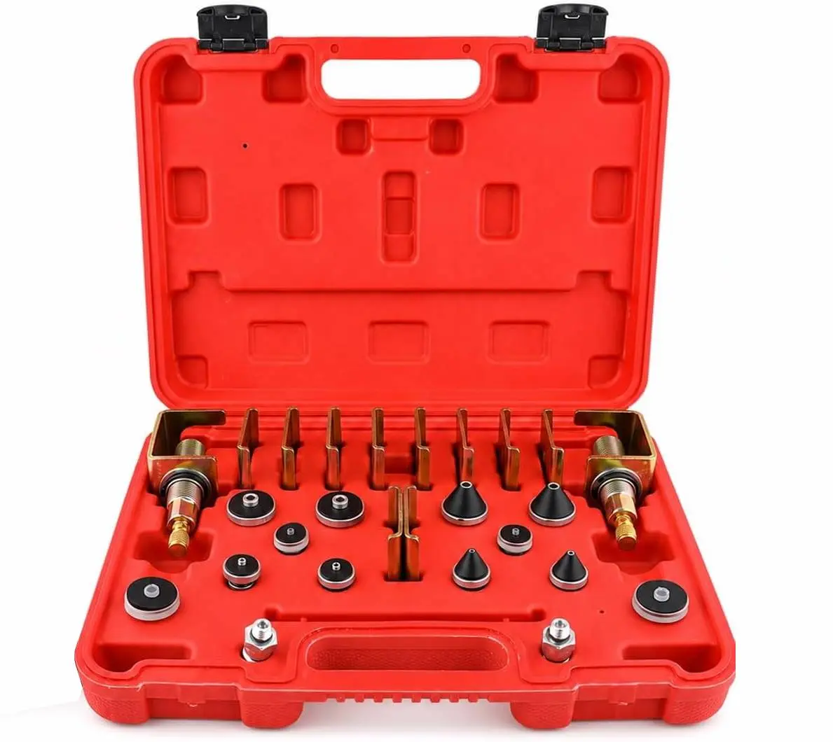 26PCS Universal Automotive AC Leak Detector & Tester Tool Kit, Alloy Connector Assortment for Car Air Conditioning Repair, Organized in Portable Case