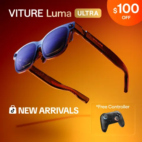 VITURE Luma Ultra Wearable AR Smart Glasses - Classic, Translucent, 152'' Display, 1500 Nits, 6DoF, 52° FOV, 2D to 3D, Electrochromic Film, Myopia Adjustments, Gesture Control, Compatible with iPhone 17/16/15, PS5, PS4, Switch 2, Android, Mac, PC