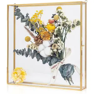 Large Shadow Box Frame 12x12, Glass Wedding Shadow Boxes Display Case, Deep  Picture Frame with Traceless Removable Adhesive for Wedding Bouque, Memories, Tickets and Photos