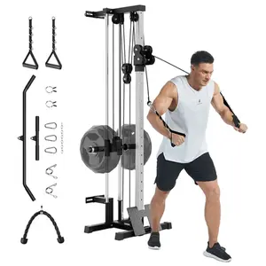[TOP RATED - FLASH SALE] Garvee Wall Mounted Dual Pulley Cable Crossover Machine for Home Gym – 18 Adjustable Positions, 400LB Capacity, Heavy Duty Functional Trainer, Space-Saving Strength Training Equipment for Upper Body & Lat Pulldown, Black