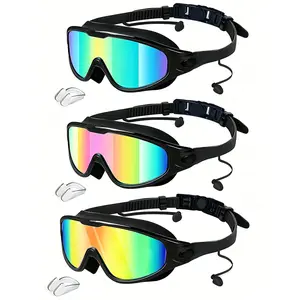 Swim Goggles 3 Pack, Wide View Anti Fog & UV Protection, No Leak Design, Essential Pool & Beach Gear for Adults, Men & Women