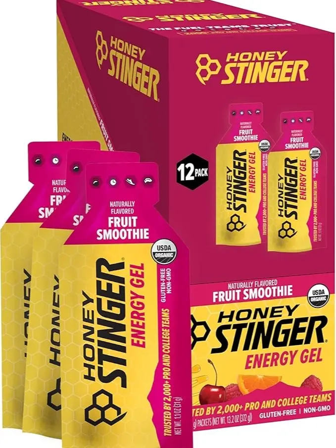 Honey Stinger Organic Fruit Smoothie Energy Gel, Gluten Free & Caffeine Free, for Exercise, Running and Performance, Sports Nutrition for Home & Gym, Pre and Mid Workout, 12 Pack, 13.2 Ounce