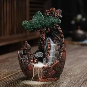 1pc Resin Handicraft Backflow Incense Burner Home Decor Rockery Scenery Ornament Gifts -(Without Incense) Scent Diffuser Aromatherapy Diffuser Fragrance