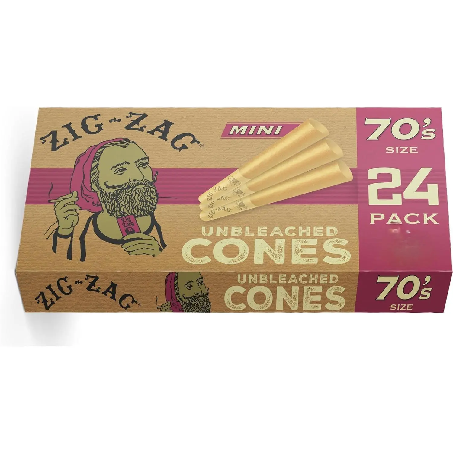 Unbleached Mini Pre-Rolled Cones, 70mm, 24-Count | Premium Quality, Slow Burn, Easy Fill, Plant-Based Disposable Festive & Party Supply