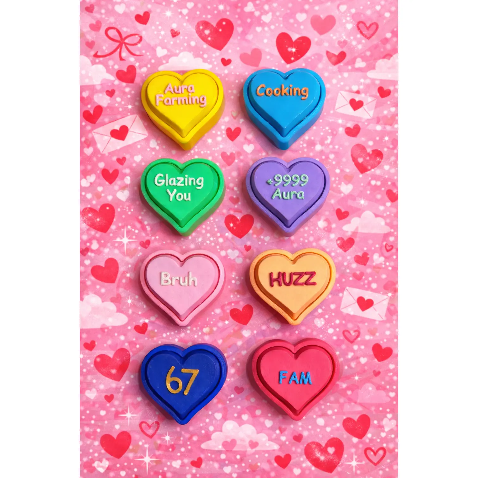 GEN ALPHA Variety Conversation Heart Fidget Clickers - Trendy Clickers with Gen Alpha Sayings & Classic Conversation Hearts for Stress Relief & Focus - Perfect Valentine's Day Gifts & Classroom Fidgets