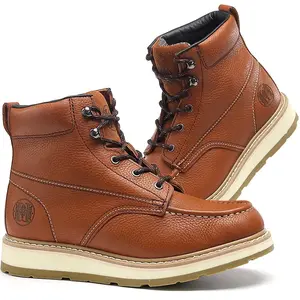 Men's 6" Work Boots Composite Toe Soft Toe Electrical Hazard Protection Durable Comfortable Worker Footwear Crazy Horse Leather Walking Shoes with Lace-Up Closure & CoolMAX Technology