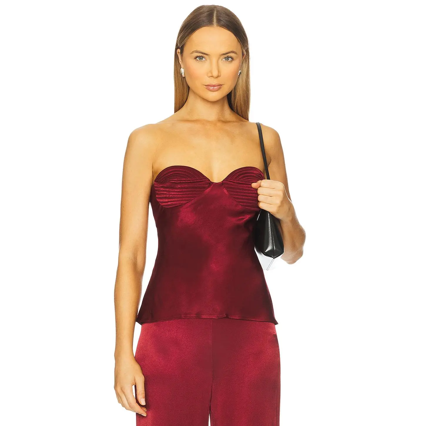 Bardot x REVOLVE Devin Satin Camisole in Burgundy