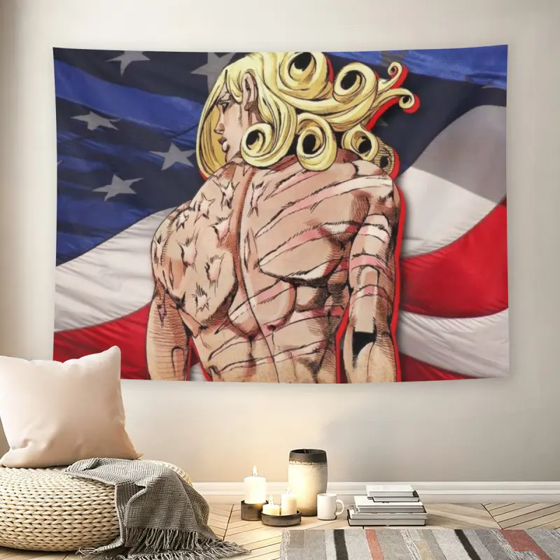 JoJo's Bizarre Adventure Funny Valentine Wall Flag, Anime Print, Manga Style, Otaku Aesthetic, Tapestry Wall Hanging, Room Decor, For Adult Fans, Gamer Room Decor, Living Room, Bedroommusic comics custom tapestries
