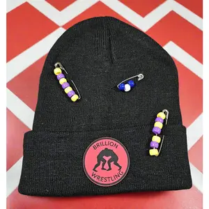 Black/Red Brillion Wrestling Pins Beanie