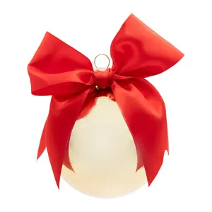 Red Bow Gold Round Ornament