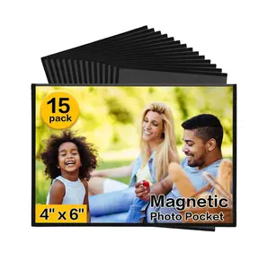15 Pack Magnetic Picture Frames 4x6 Inch – Black Fridge Photo Frame Set for Refrigerator, Home, Office & School Décor Display