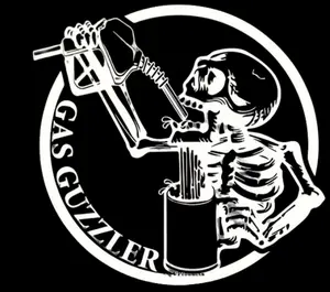 funny skeleton gas guzzler vinyl decal sticker 5" car decor bumper sticker