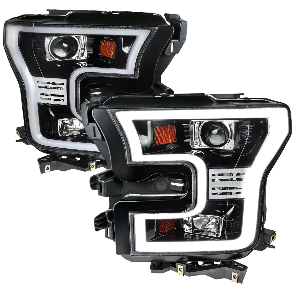 SPEC-D TUNING Vehicle-Specific Projector LED Headlamp Assemblies & Components, Jet Black Housing with H1/H9 Bulbs, Fit for 2015-2017 F-150 Car Lighting, Led Headlights Lighting Assemblies & Components